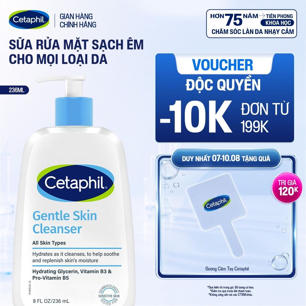 Sữa rửa mặt dịu lành cho da nhạy cảm Cetaphil Gentle Skin Cleanser 236ml