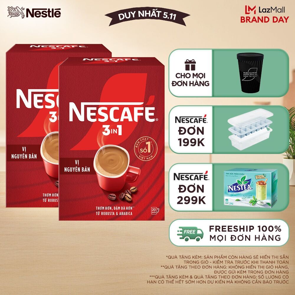 [FREESHIP TOÀN QUỐC] Combo 2 hộp cà phê hòa tan Nescafé 3in1 công thức cải tiến - vị nguyên bản (Hộp