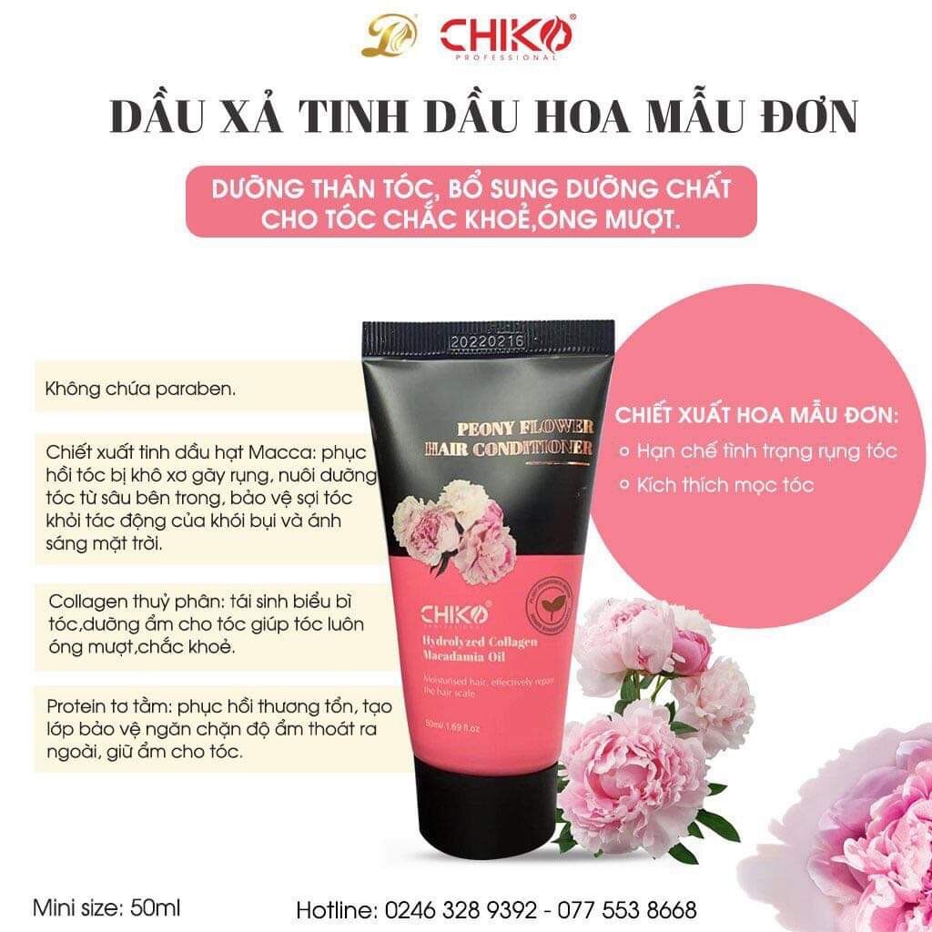 Hấp Collagen/Xả tính dầu hoa mẫu đơn, phục hồi tóc hư tổn 50g