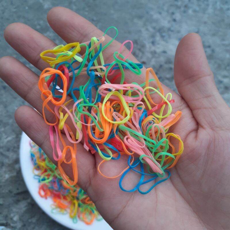 Túi Zip 100gam thun cột tóc nhí cho bé tóc ít 1cm ( màu/trong/sọc)