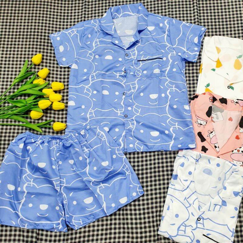 Bộ Pajama Dành Cho Nữ Áo Tay Ngắn Quần đùi Freesize
