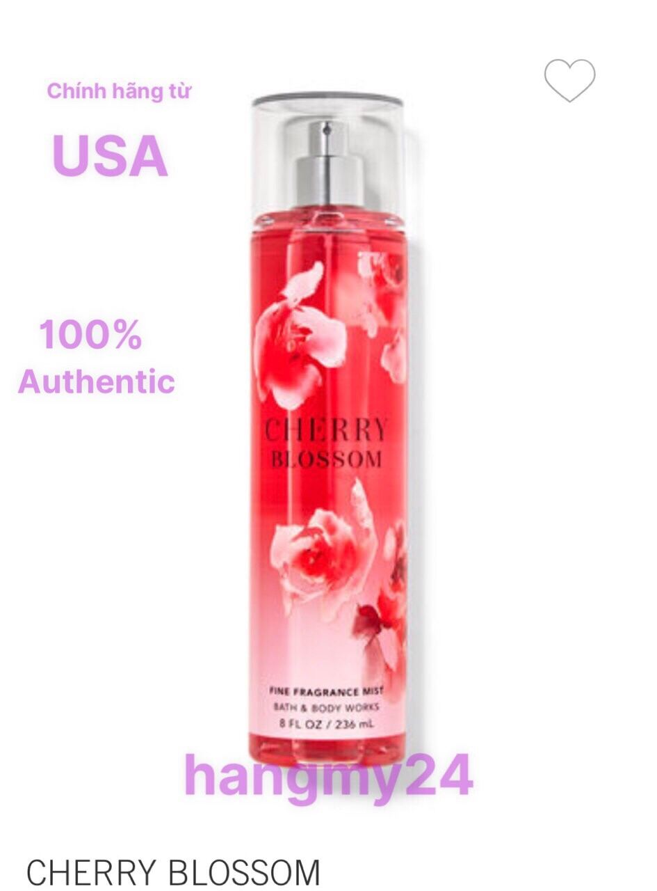 [ Hàng Mỹ] Xịt Thơm Toàn Thân Bath and Body Works - Cherry Blossom Body Mist (236ml)