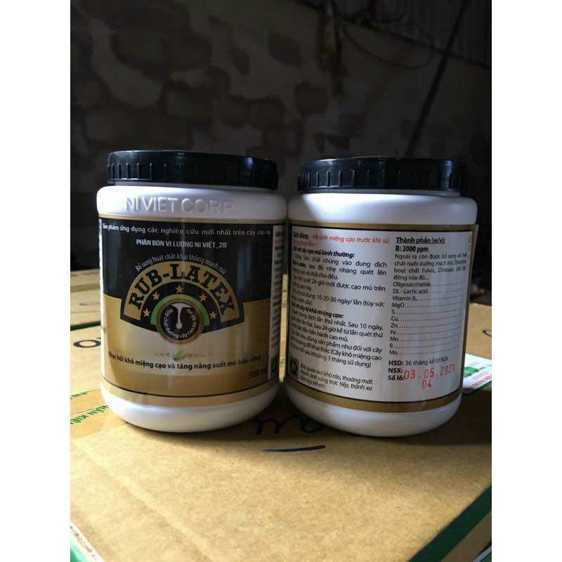 Phân bón RUB-LATEX 500ml - Dinh dưỡng kích thích mủ cao su và tái tạo miệng cạo