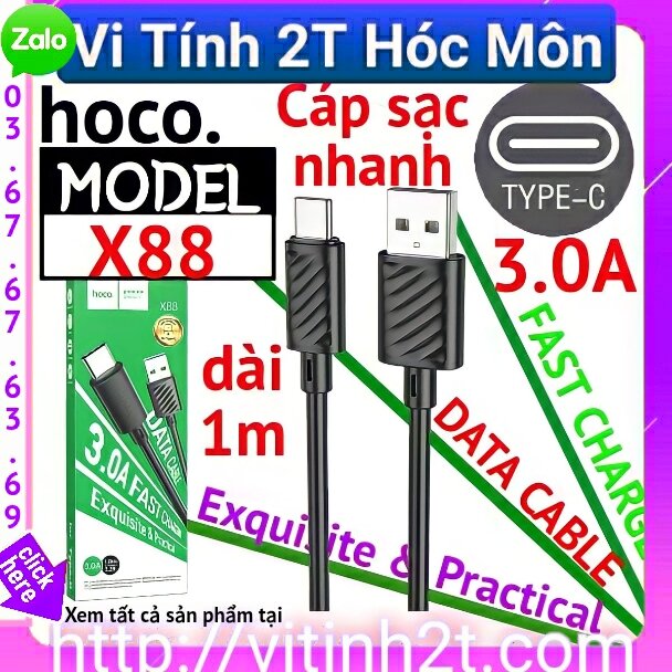 Dây cao su cáp sạc nhanh 3.0a hoco x88