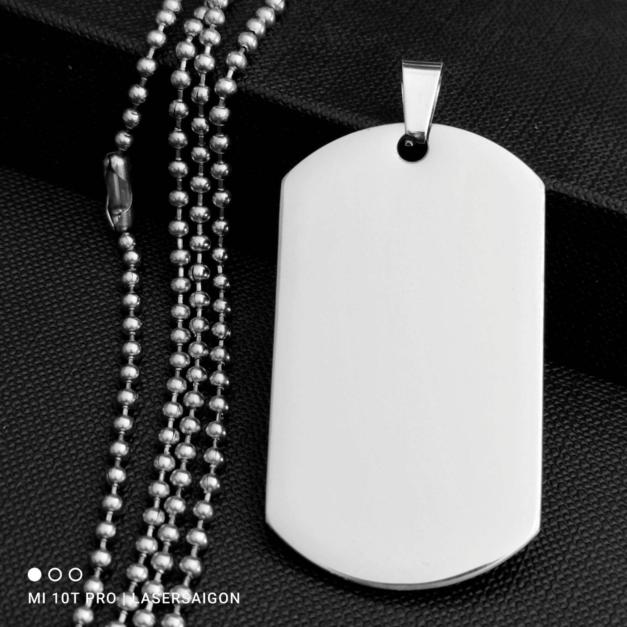 Dây chuyền thẻ bài dogtag loại dày tốt 28x50mm - thẻ trơn 2 mặt