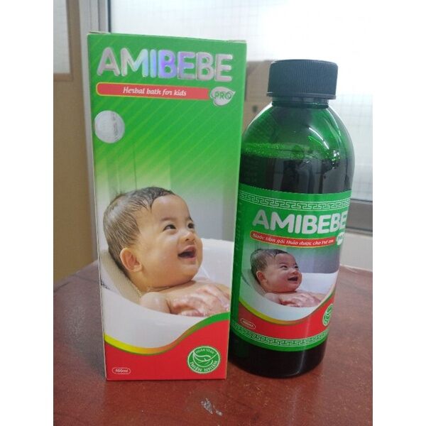 Nước tắm thảo dược trị rôm sẩy Amibebe 400ml mới từ thảo dược thiên nhiên an toàn cho bé
