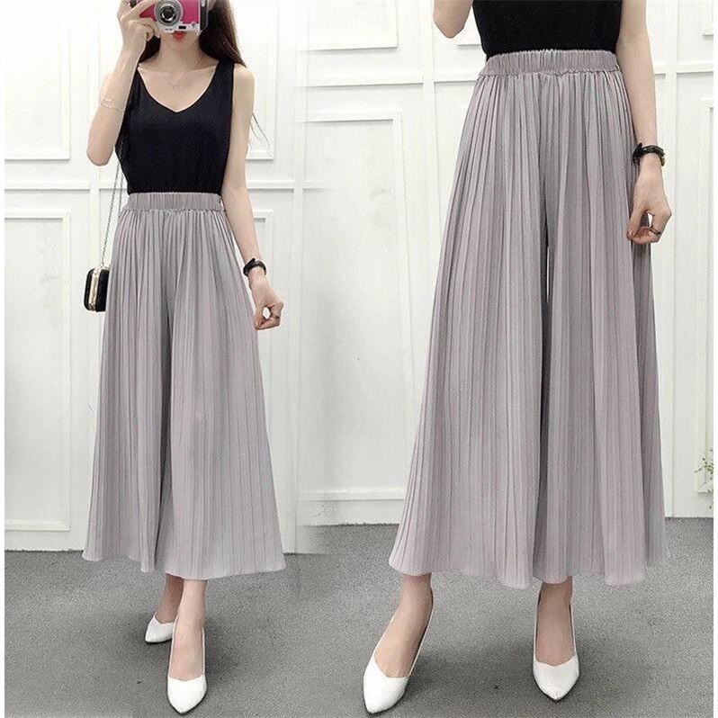Trang Phục Nữ Quần Váy Xếp Ly Cắt Gấu Phong Cách Hàn Quốc Quần Ống Rộng Thường Ngày Rộng Rãi Dáng Gầy Dễ Phối Mùa Hè