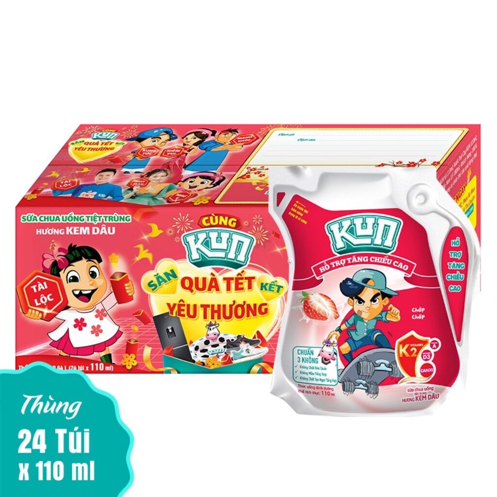 THÙNG 24 TÚI SỮA KUN 110ML HƯƠNG CAM (24 túi x 110ml)