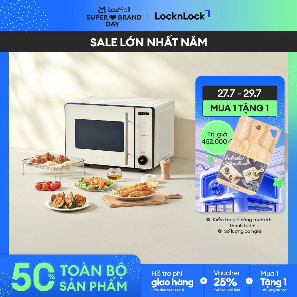 [SBD 27.7_Giảm đến 70% + Voucher đến 25%] Lò chiên không dầu kết hợp lò vi sóng LocknLock Rangefryer EJF294IVY - Bảo hành 2 năm - Hàng chính hãng