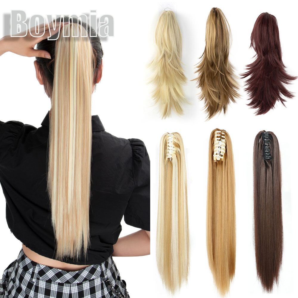 Dài thẳng Claw ponytails clip trong phần mở rộng tóc vàng đen tổng hợp tóc ít Pony đuôi nhiệt độ cao sợi boymia