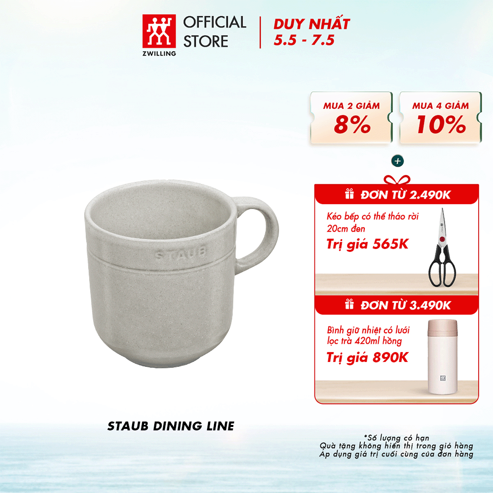 [ZWILLING] Ly STAUB bằng sứ 350 ml, màu white truffle