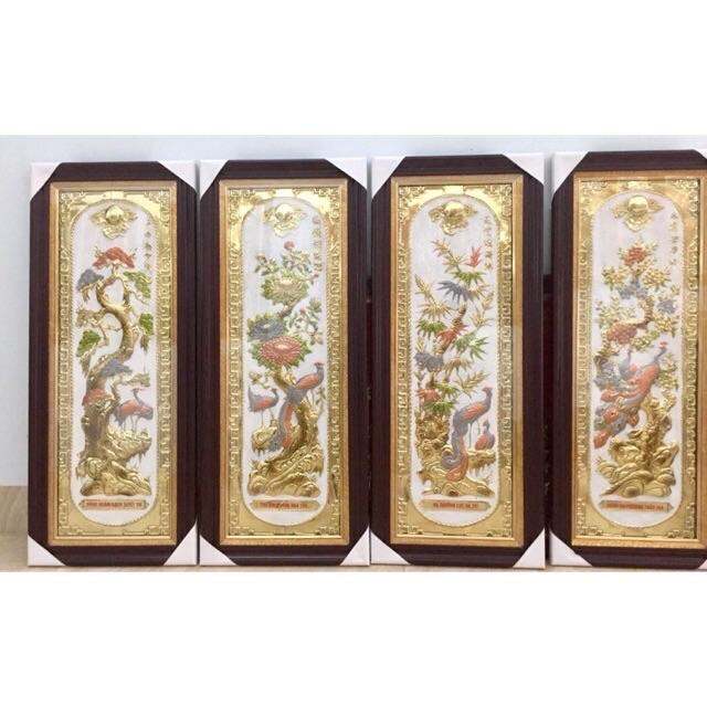 TRANH TỨ QUÝ CHẤT LIỆU BẰNG ĐỒNG