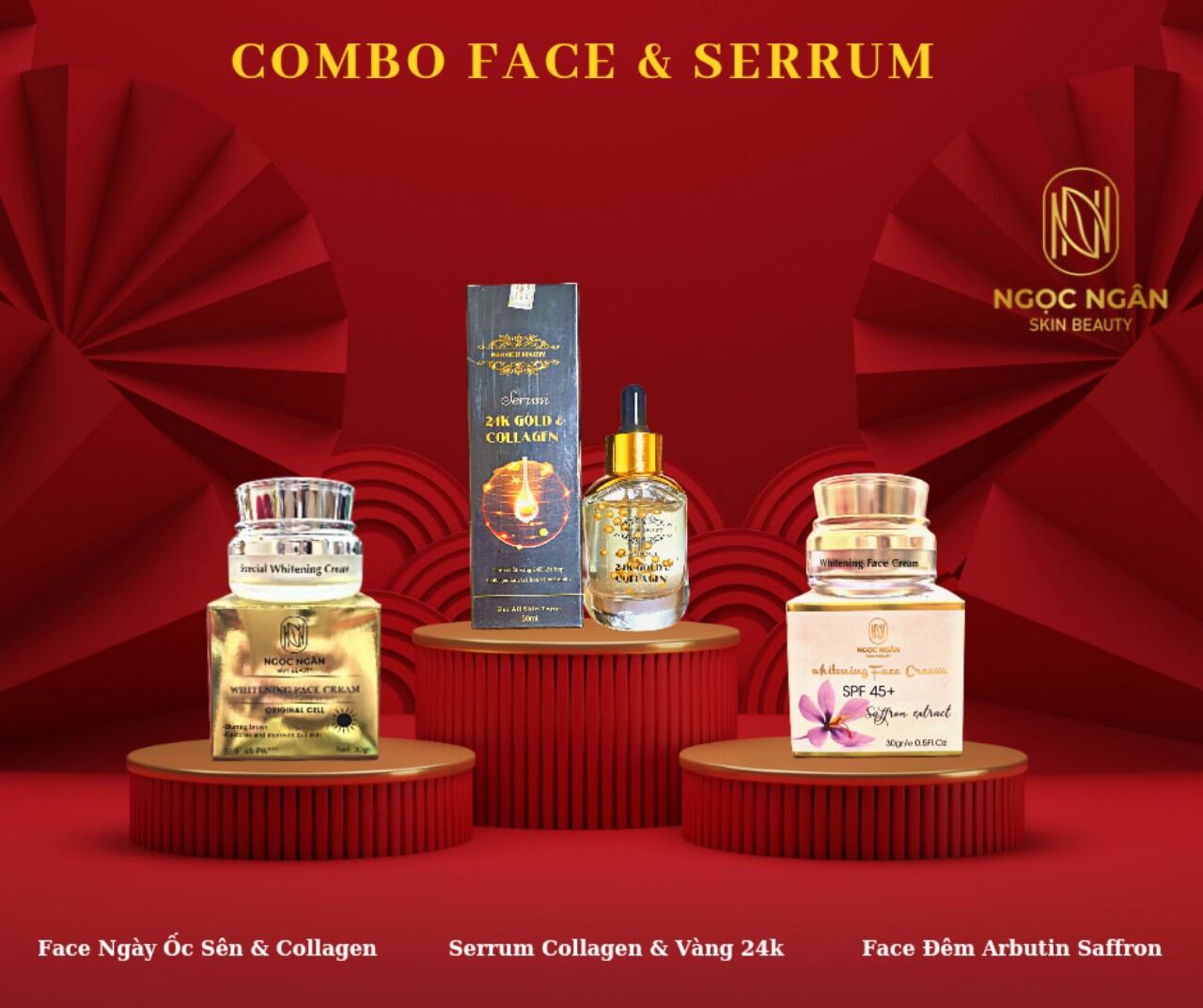 Combo 3sp kem & serum dưỡng trắng face