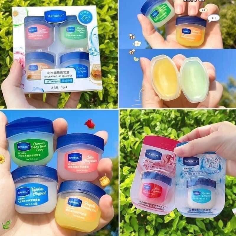 vaseline dưỡng môi set 4 hũ
