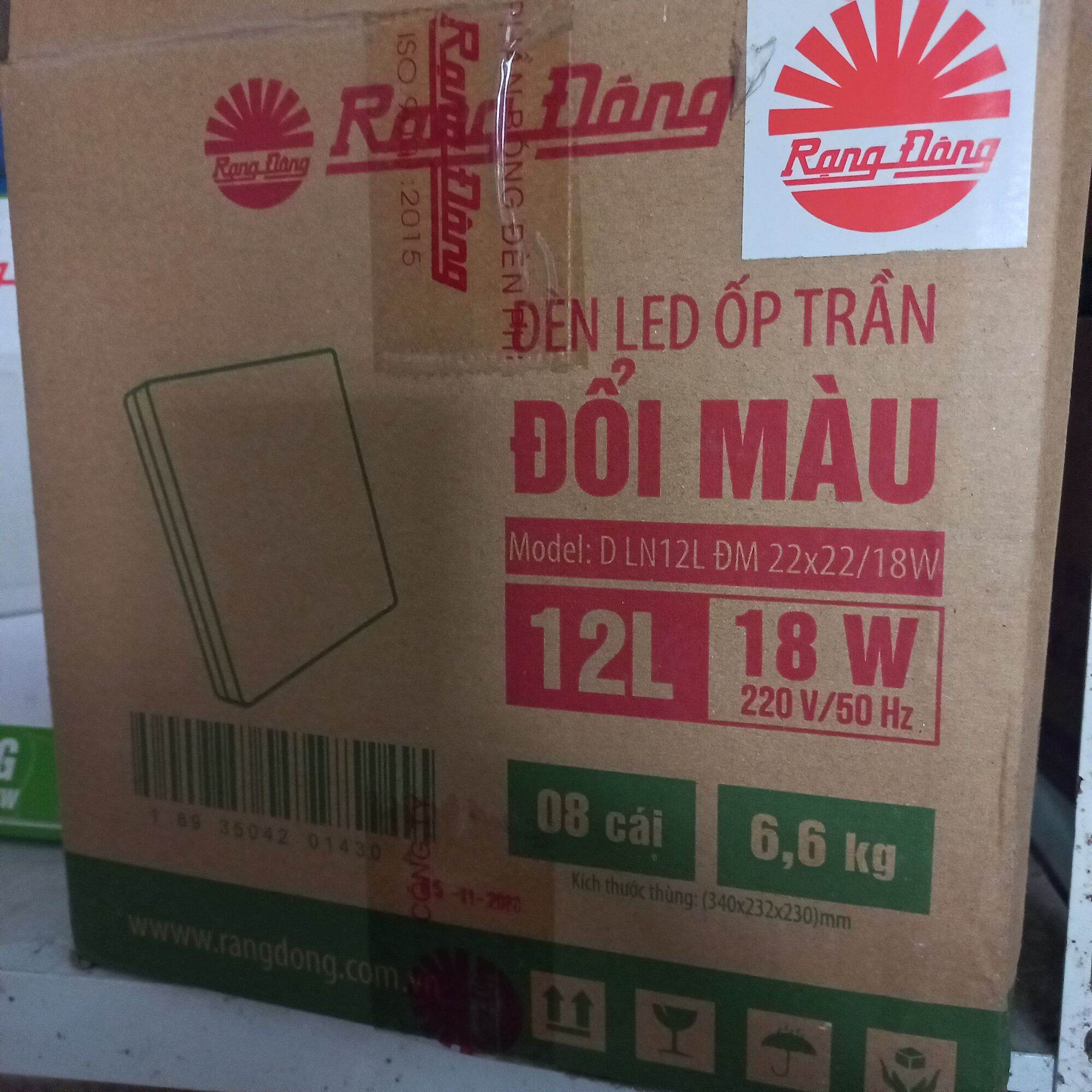 Đèn led ốp trần đổi màu rạng đông vuông 18w