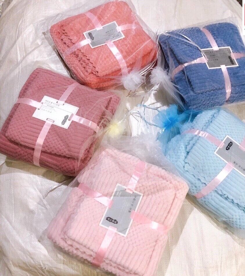 Set 2 khăn tắm chữ thập - Khăn tắm cotton