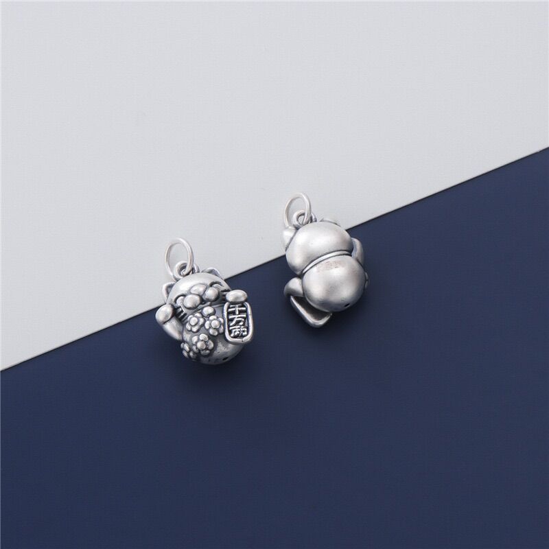 [S925] Charm bạc 3D mèo chiêu tài - MH770