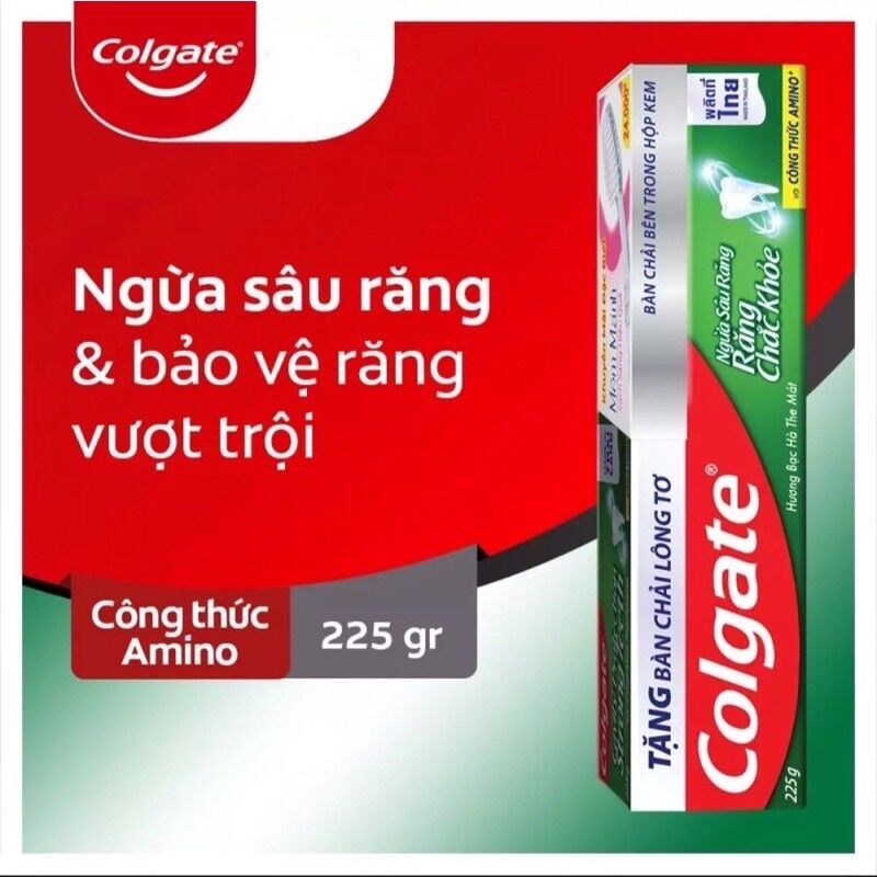 Kem đánh răng Colgate bạc hà ngừa sâu răng 225g tặng kèm bàn chải