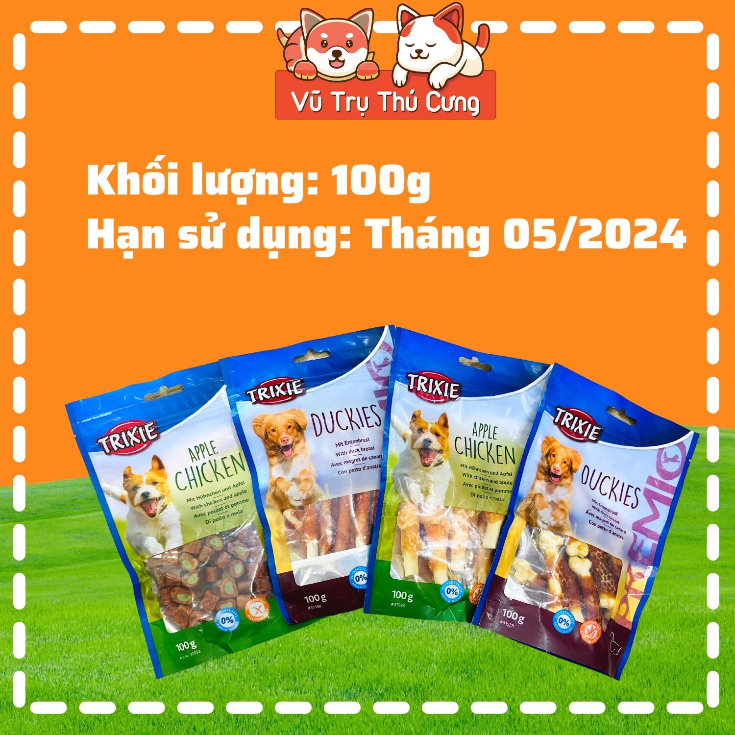 Snack Cho Chó Thịt Gà, Thịt Vịt Cuộn Rau Củ Trixie 70g