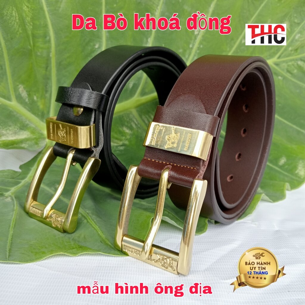 Dây thắt lưng nam da bò hình ông địa khoá đồng nguyên khối - thắt lưng nam phong cách thời trang mới - dây nịt nam store ch