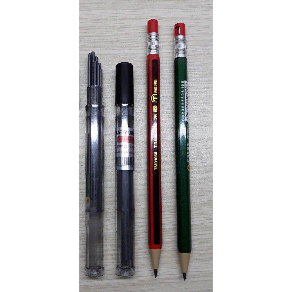 Bút chì bấm 2b + 10 ngòi chì 2b ngòi to