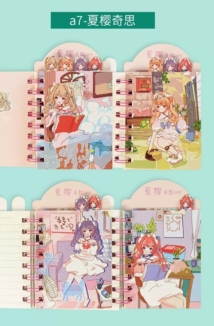 Sổ lò xo A7 - 201 mẫu cute 80 trang