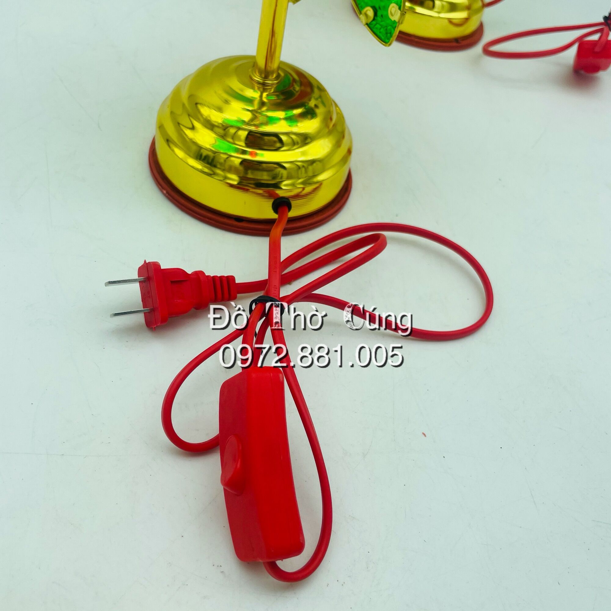Đèn thờ cánh nhựa 3 bông màu đỏ