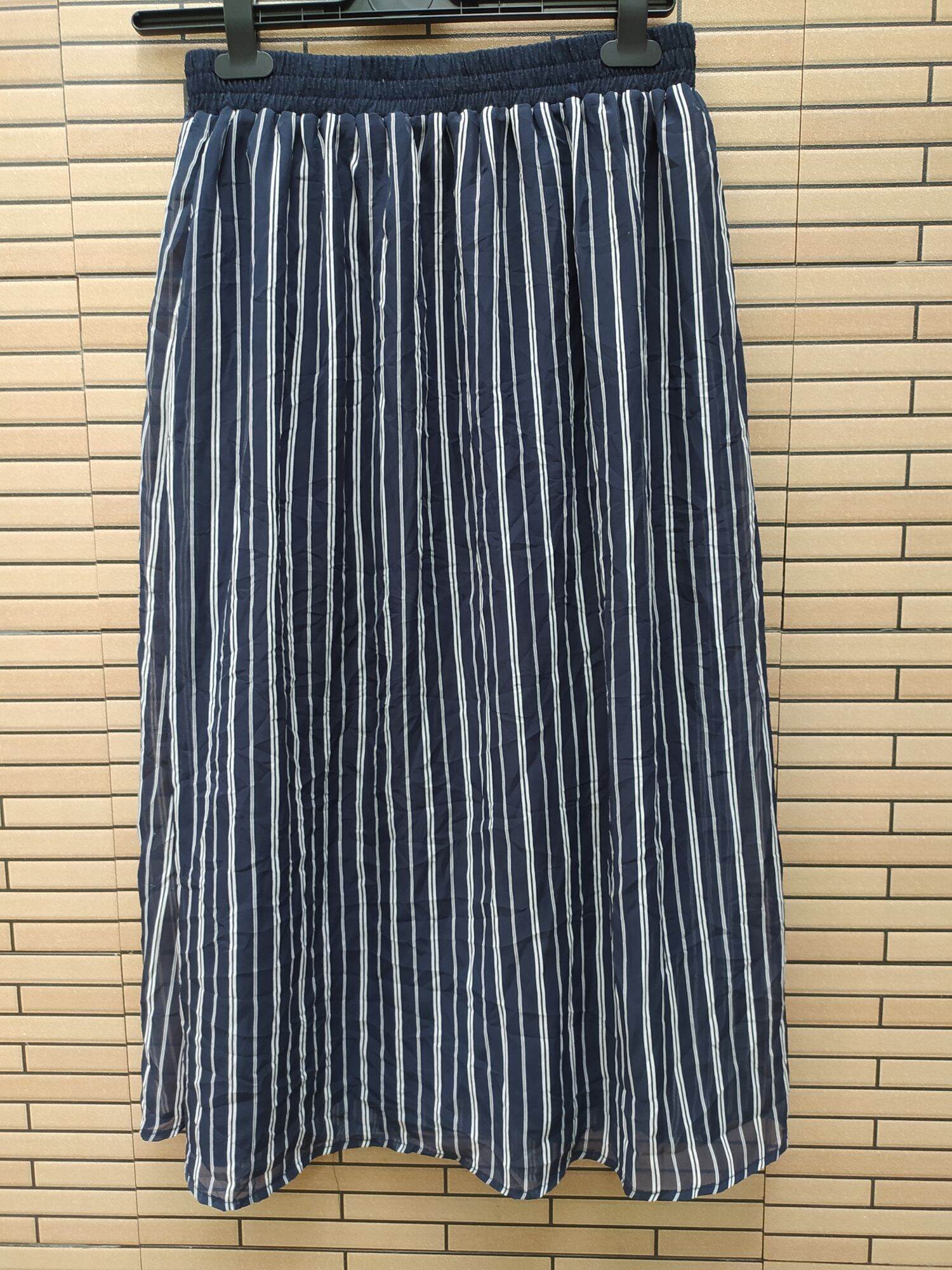 Chân váy 2hand tiểu thư sọc dài voan 2 lớp size S M L XL