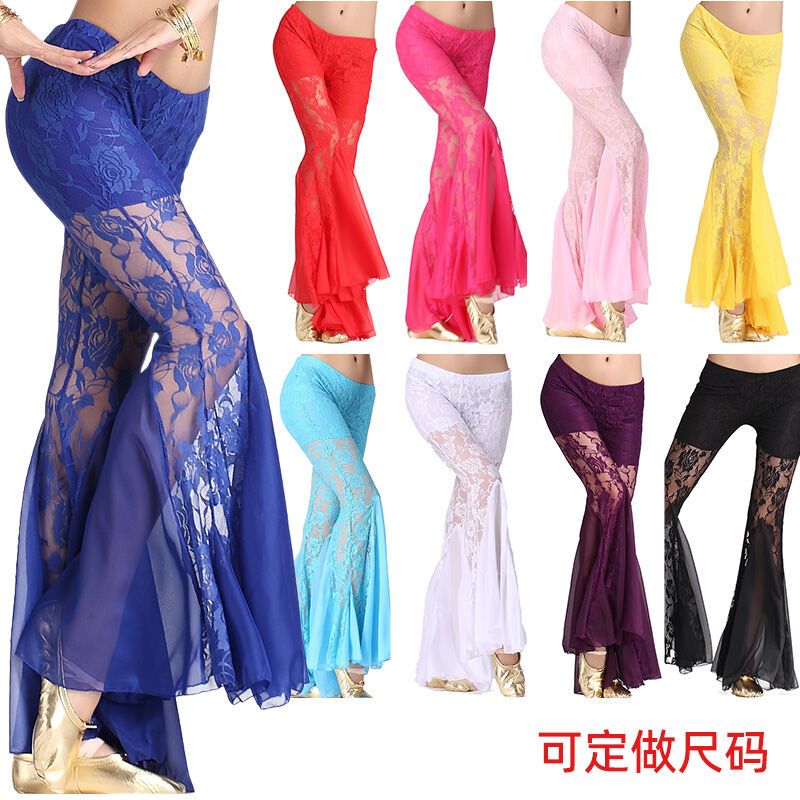 Quần Múa Bụng Feimei Quần Luyện Công Quần Loe Múa Phương Đông Mẫu Mới Gợi Cảm Trang Phục Dưới Quần Đuôi Cá Ren Voan