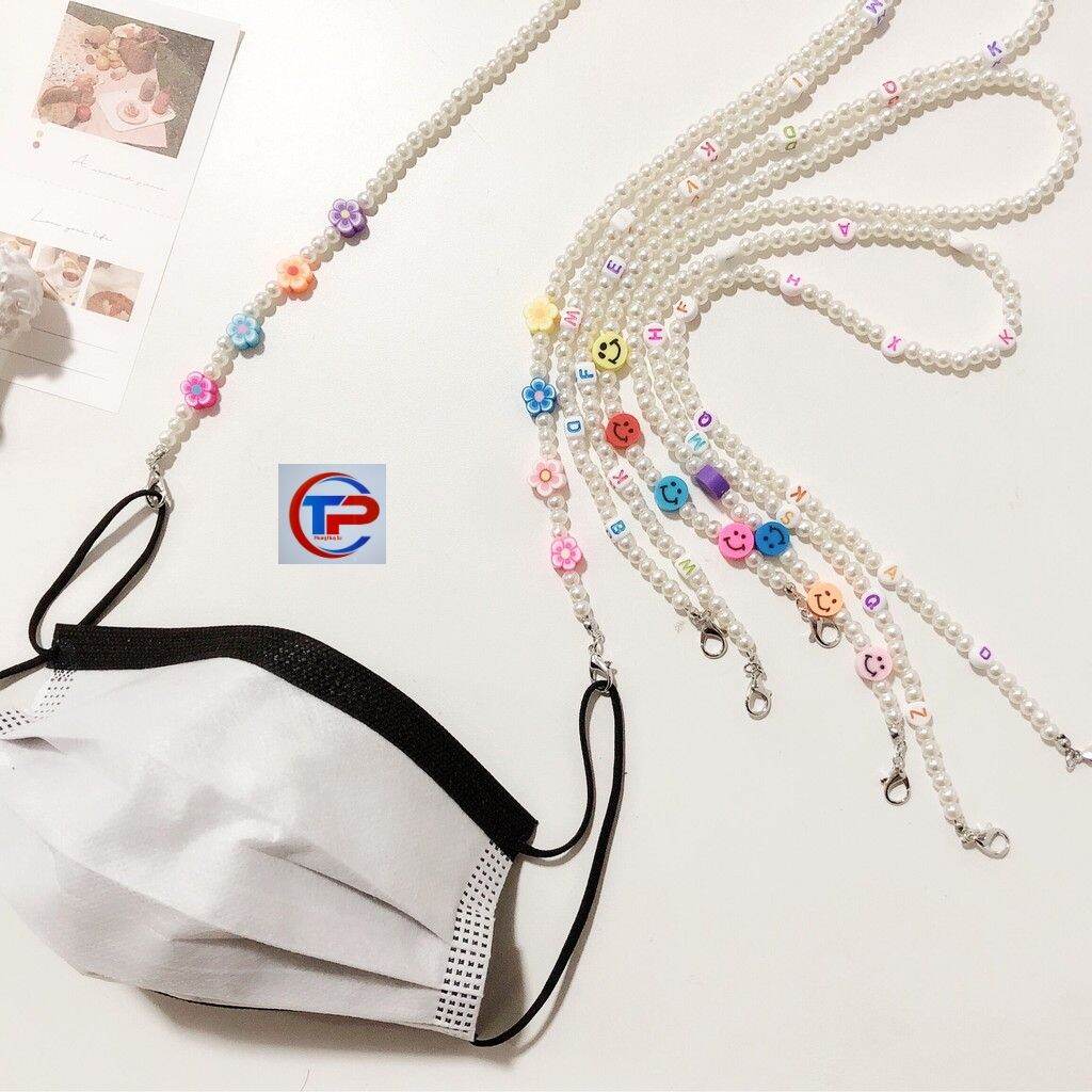 Dây đeo khẩu trang kính mắt tiện lợi chống rớt mặt cười bông hoa chữ Acrylic