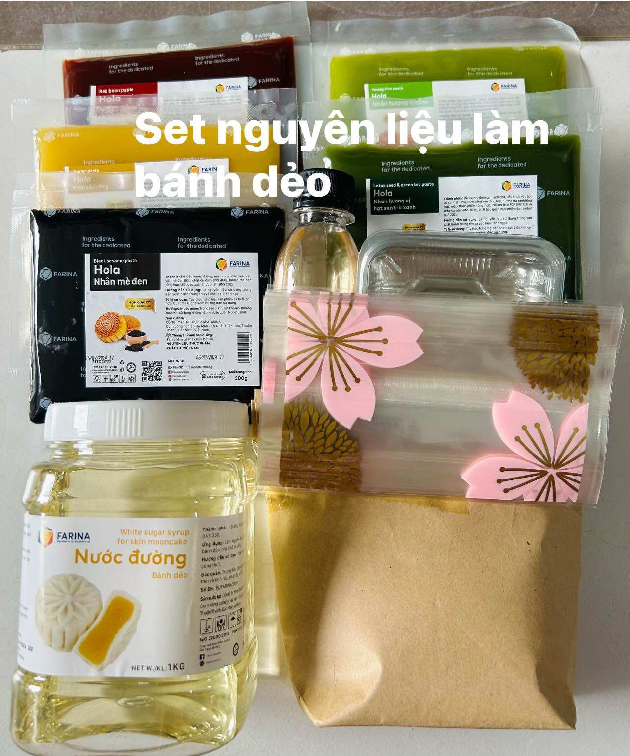 Combo nguyên liệu làm bánh dẻo tặng kèm khay túi đựng và hướng dẫn
