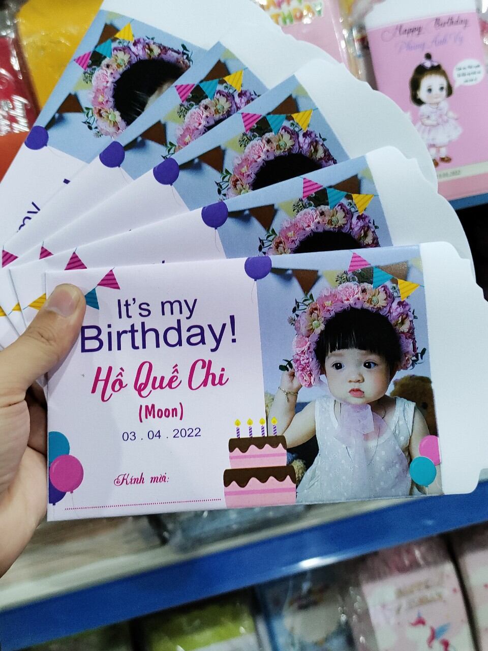 50 Thiệp sinh nhật, thiệp thôi nôi in hình. In sắc nét.