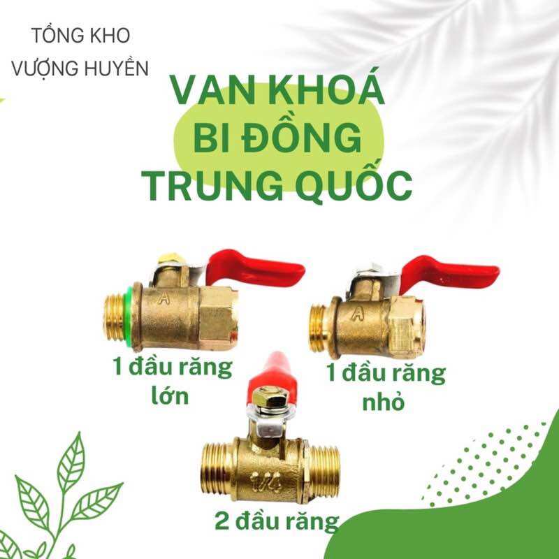 Van khóa hơi nước van bi đồng 1/4 trung quốc 1 đầu 2 đầu răng