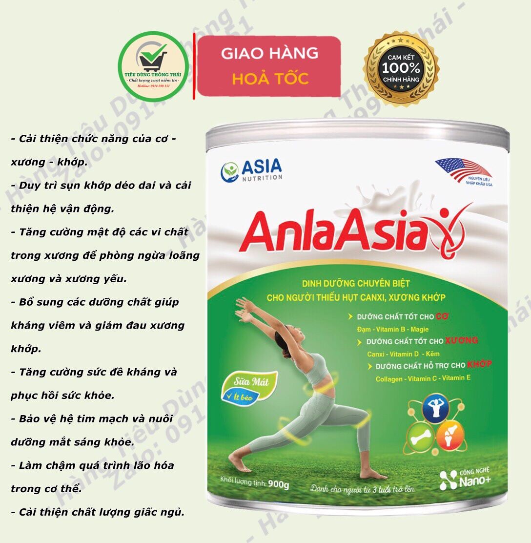 Sữa anla asia dinh dưỡng chuyên biệt cho người thiếu canxi, xương khớp