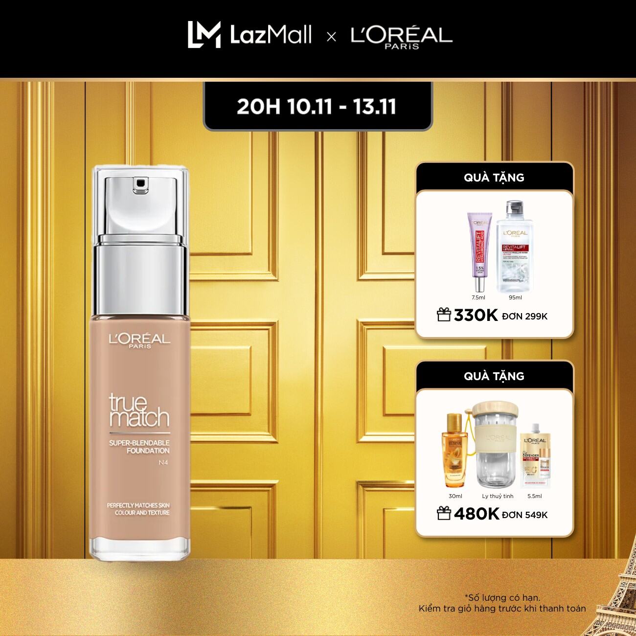 Kem nền mịn nhẹ dưỡng da dạng lỏng L'Oreal Paris True match Liquid Foundation 30ml