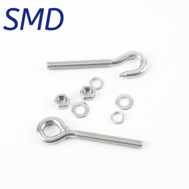 Vòng treo dài inox 304, ốc vít hình tròn, bu lông hình móc, ốc vít mắt dê, ốc đóng hở m6m8m10