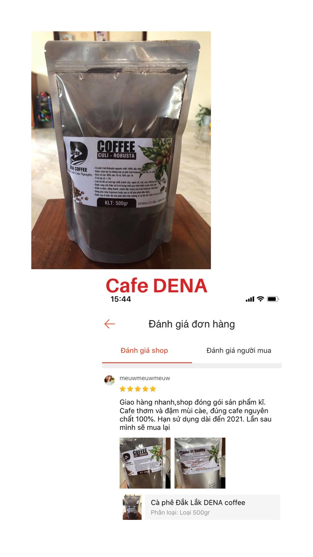 Cà phê Đắk Lắk DENA coffee (500gr)