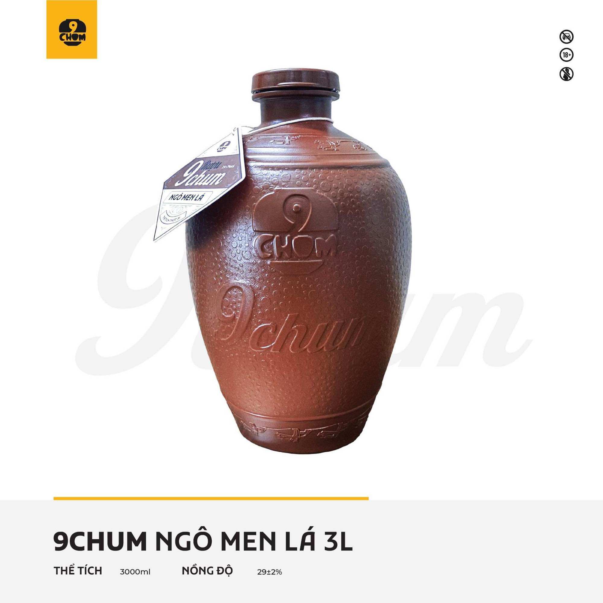 Rượu 9Chum Ngô Men Lá 3 lít
