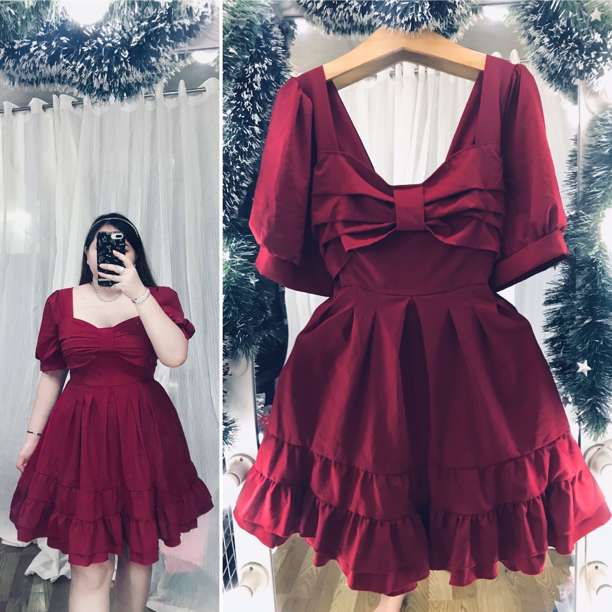 [Bigsize 60-85kg] Đầm lụa xếp ly ngực