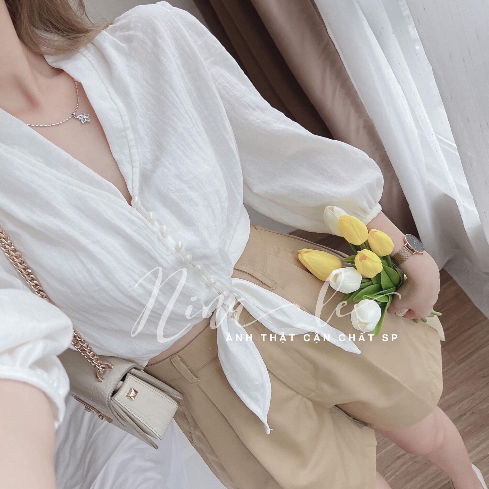 SET ÁO CROPTOP CỘT NƠ EO KÈM QUẦN SHORT CỰC XINH