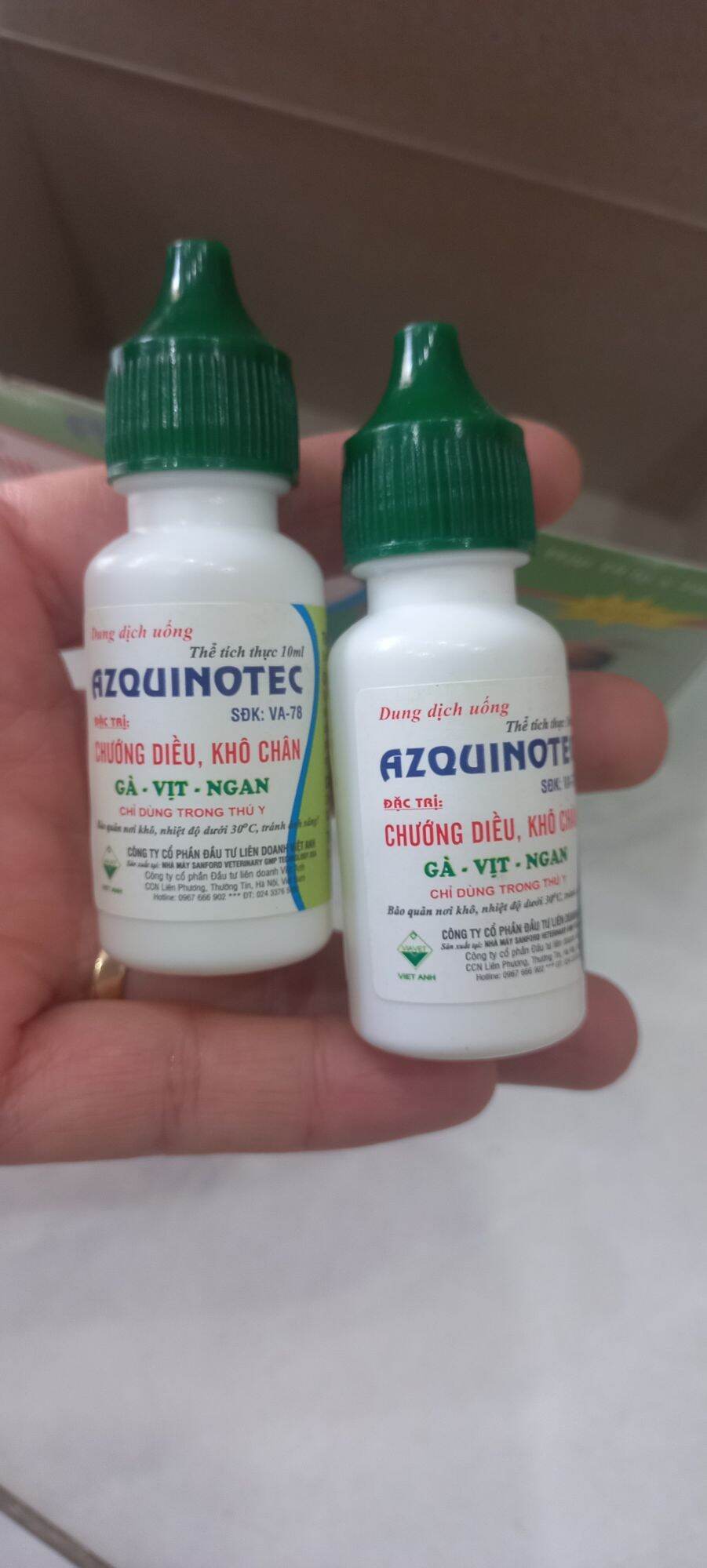 Hộp 10 lọ Azquinotec 10ml chướng diều khô chân xù lông sã cánh tiêu chảy gà ngan vịt