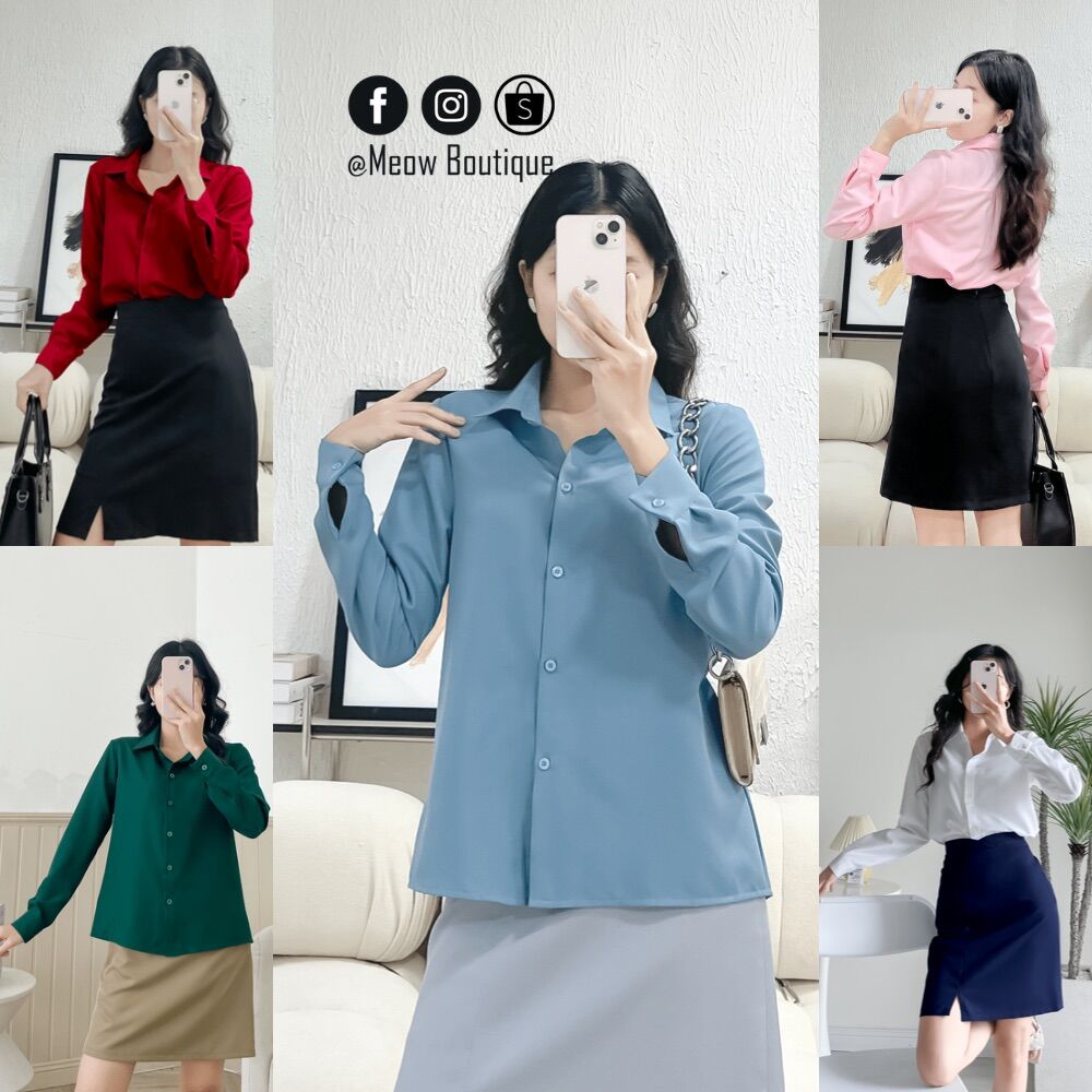 Sơ Mi Công Sở Tay Dài dáng cơ bản Meow Boutique
