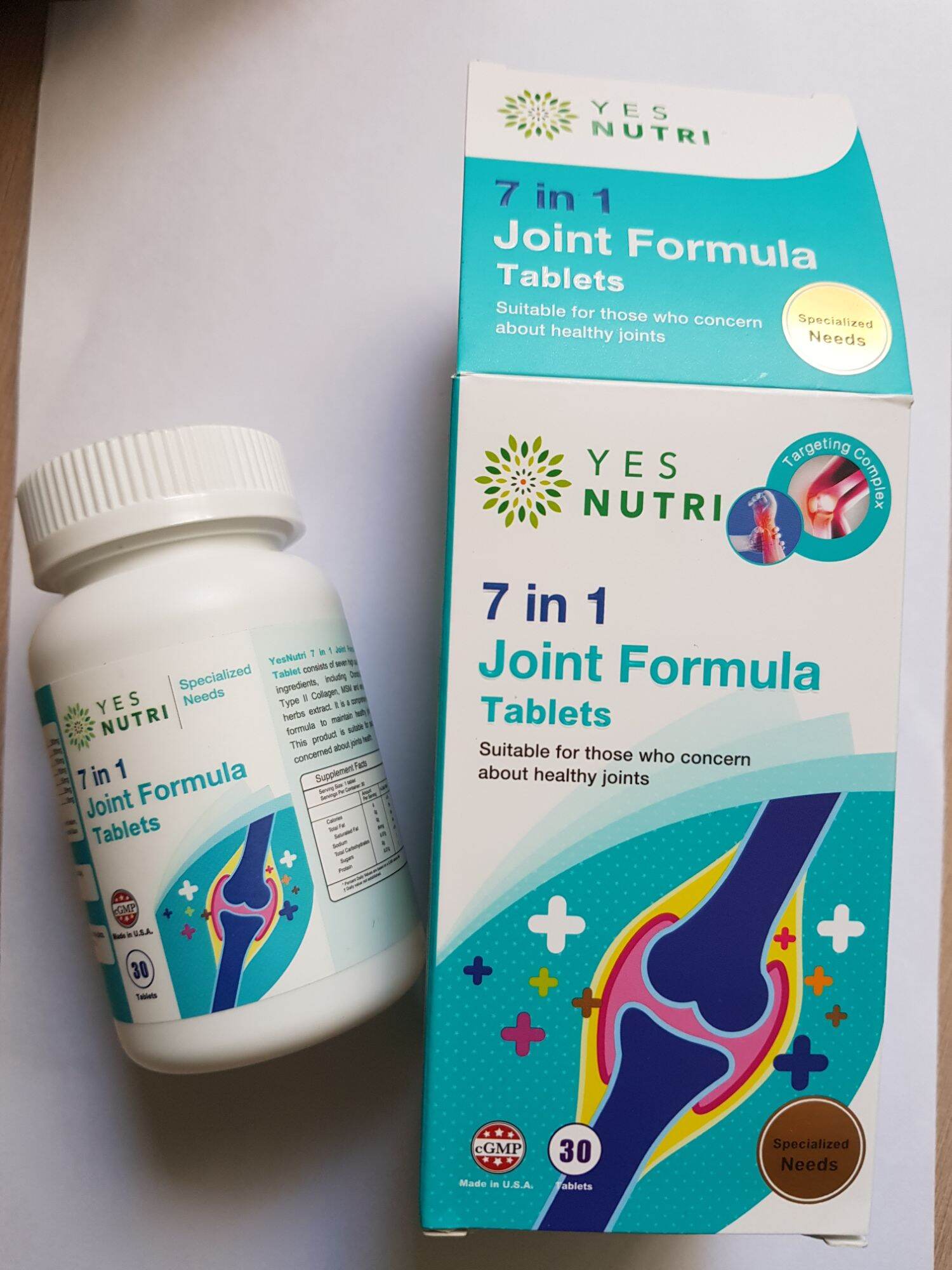 Viên uống đâu, nhức khớp chân, tay yes nutri 7 in 1, nhập khẩu từ mỹ. hộp 30 viên, người lớn đau nhức khớp uống 1 hoặc 2v/ ngày, uống sau khi ăn.