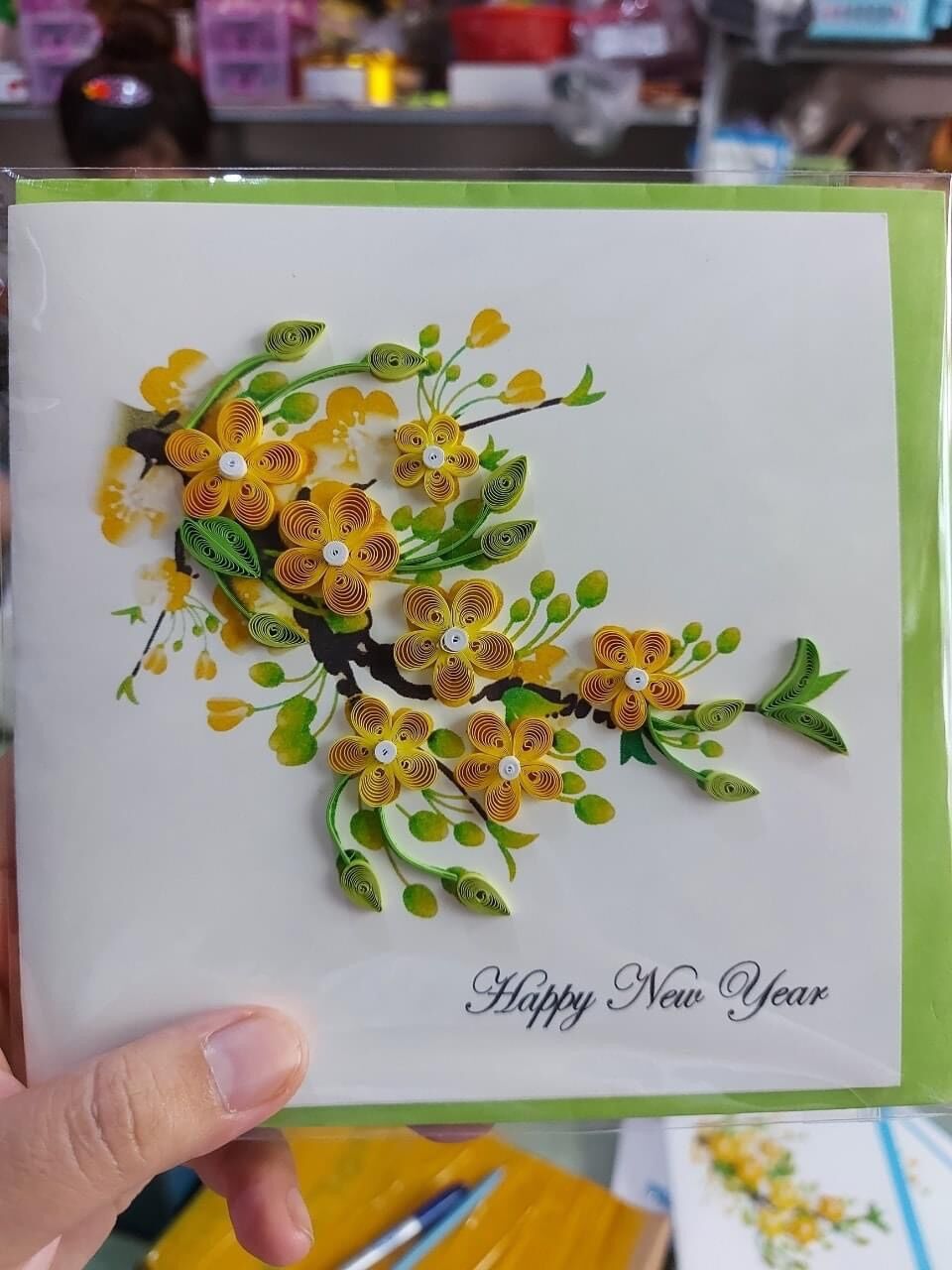 Thiệp Tết giấy xoắn(15x15cm)
