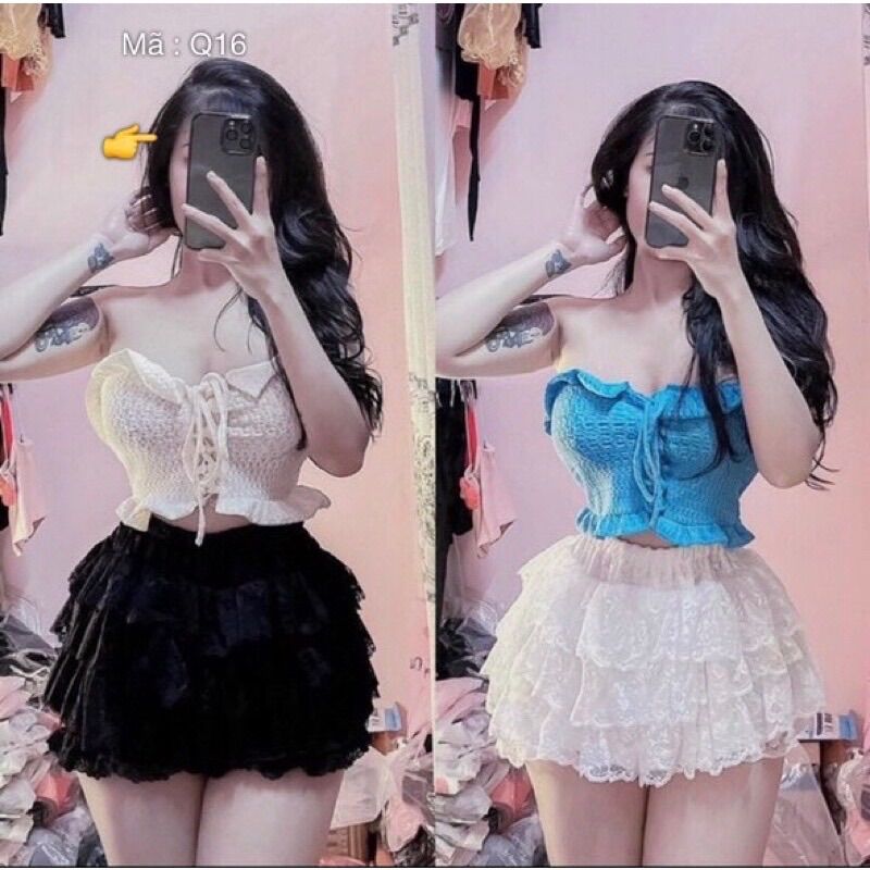 Chân váy ren tầng có lót trong