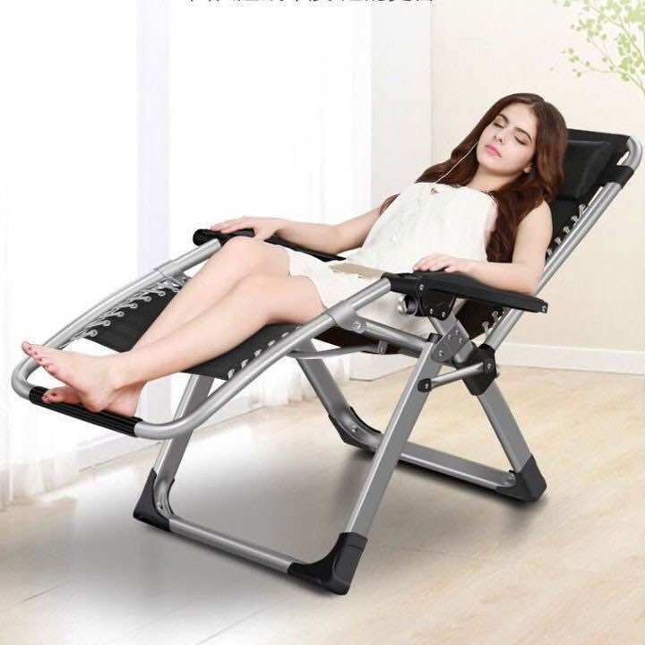 Ghế nằm xếp thư giãn gấp gọn, ghế tựa lưng văn phòng có chỗ gác chân tiện lợi