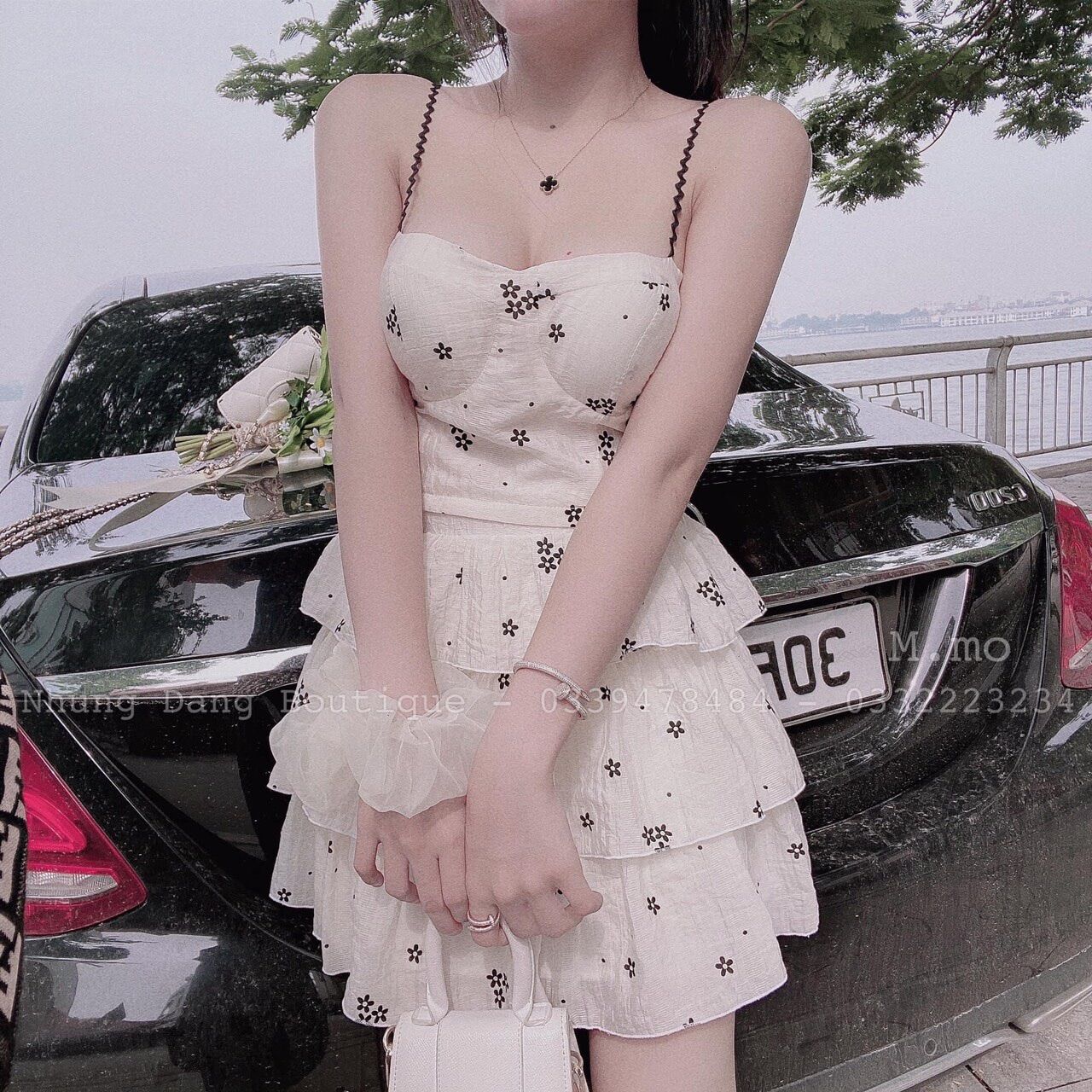 Đầm dây cúp hoa tầng BG