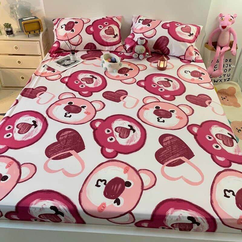 (com bo giá rẻ) chăn ga gối sét 5 món cotton poly mẫu mới gồm( 1 chăn hè trần bông+1 ga chun+2 vỏ gối+1 vỏ gối ôm)
