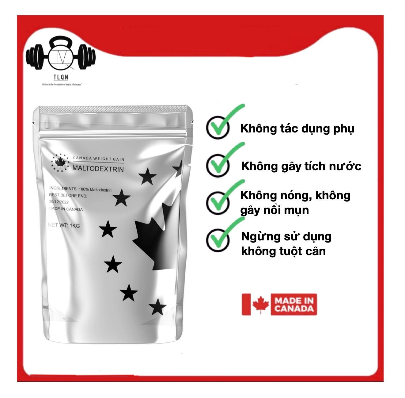 Combo 2 Túi Sữa Tăng Can Maltodextrin Canada Tặng 1 Bình Lắc