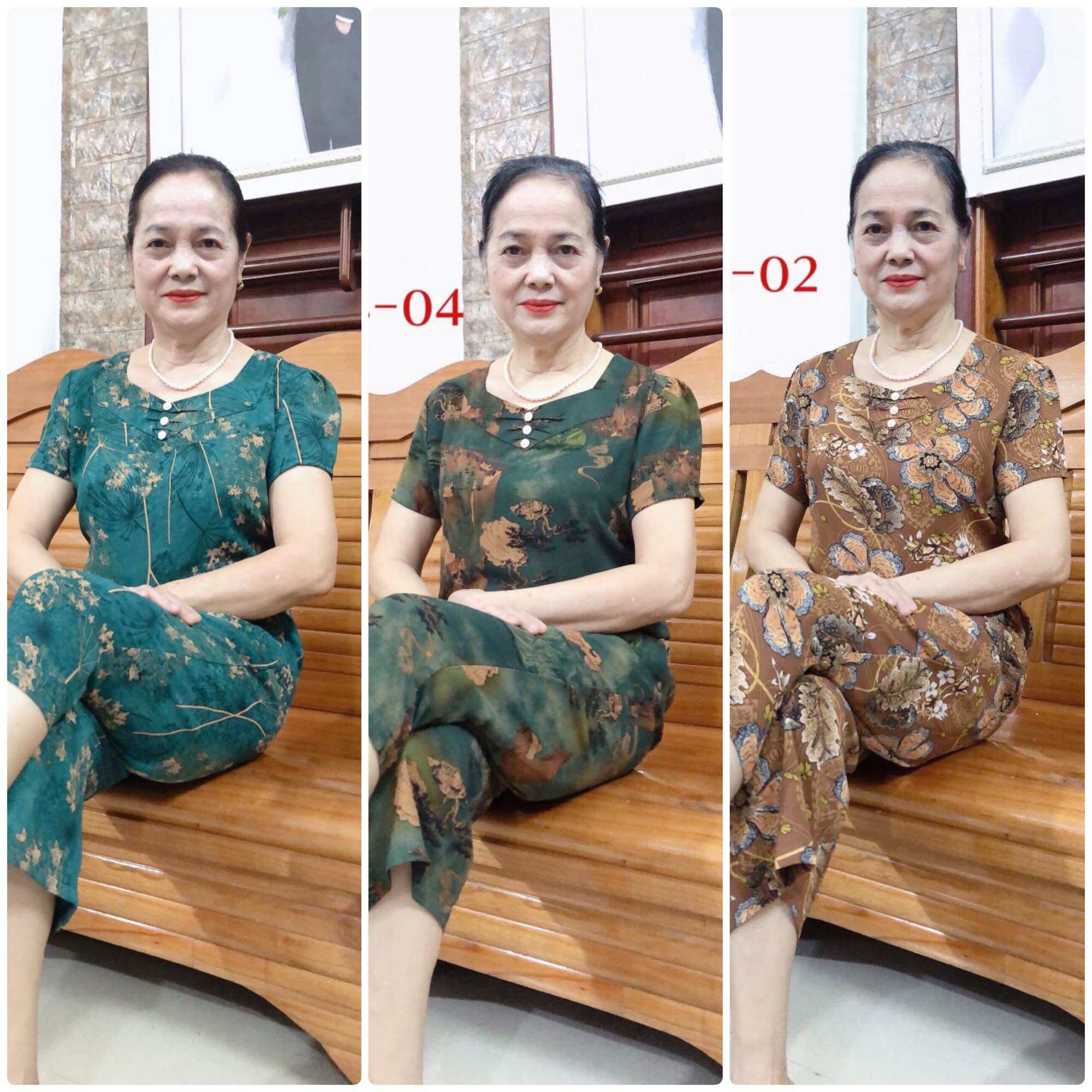 Bộ Cát Lụa Trung Niên tặng mẹ tặng Bà Bộ đồ tặng mẹ bộ đồ mặc nhà cho mẹ